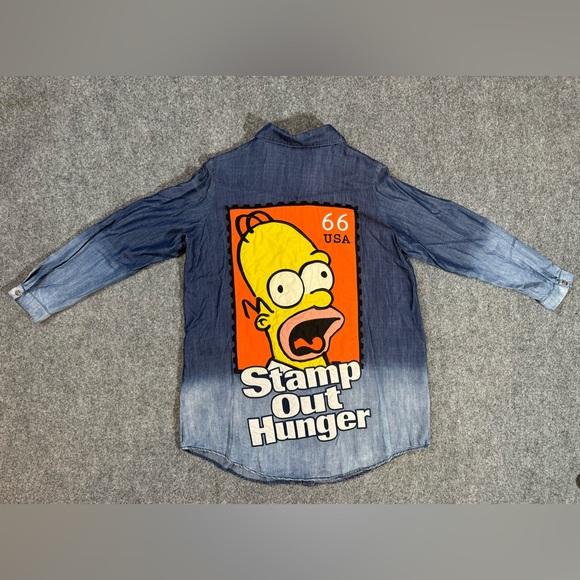 Miss Sixty Diamond The Simpsons Homer long sleeve button up shirt Size M - Picture 10 of 15